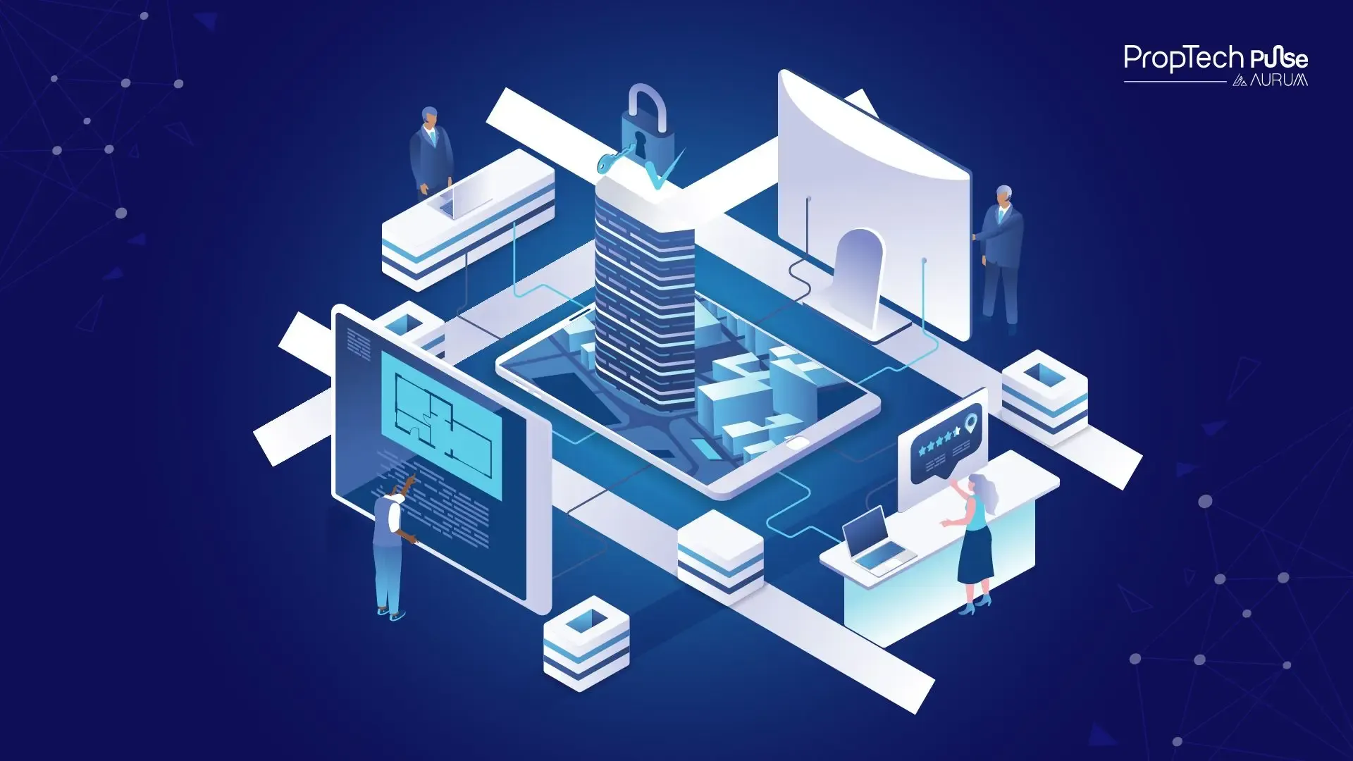 Isometric illustration of a connected industrial data platform